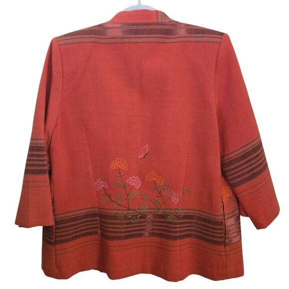 Stunning Vintage Unique Floral Butterfly Embroidered 80s Jacket Size L - Picture 2 of 9